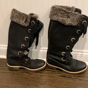 TIMBERLAND mirny tall faux fur lace up boots women 9